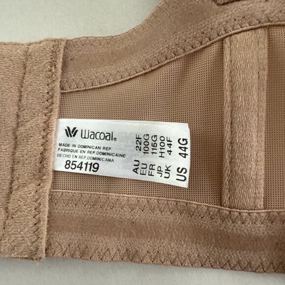 New Wacoal Womens 44G Nude Red Carpet Full Figure Underwire Strapless Bra 854119 - Picture 8 of 8